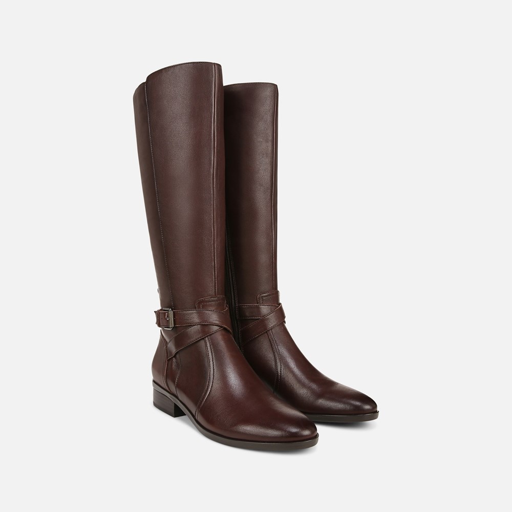Naturalizer Rena Wide Calf Riding Boot - Chocolate Brown Leather