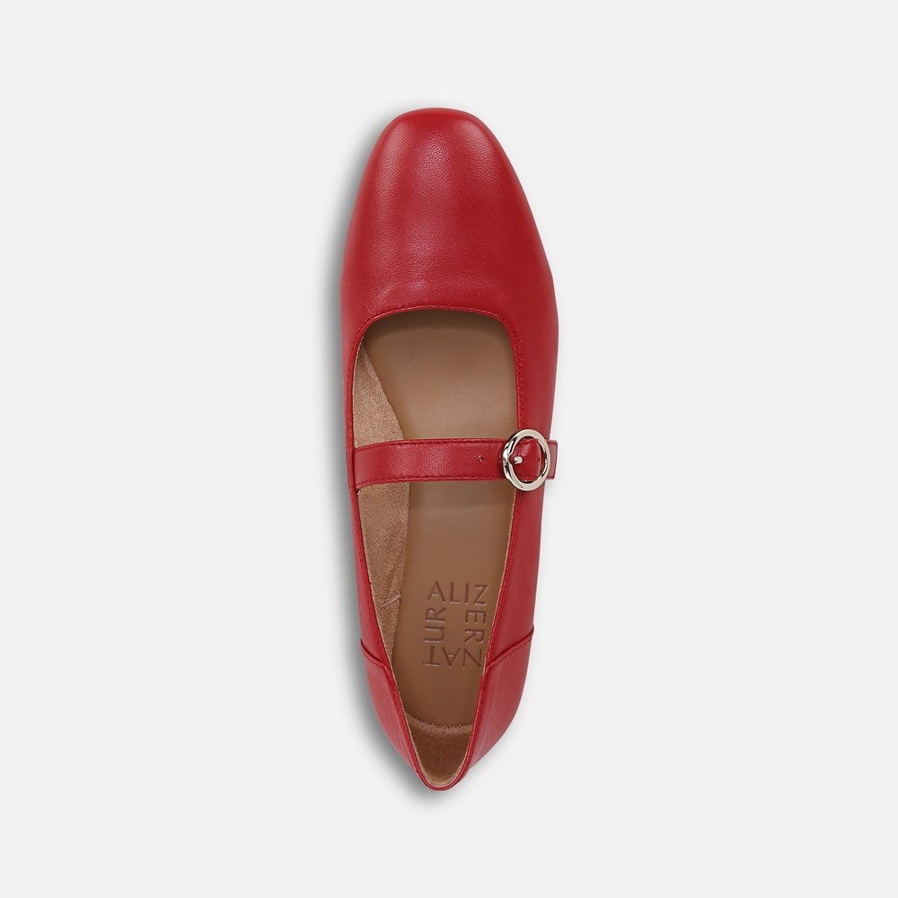 Naturalizer Kelly Mary Jane Flat - Crimson Red Leather
