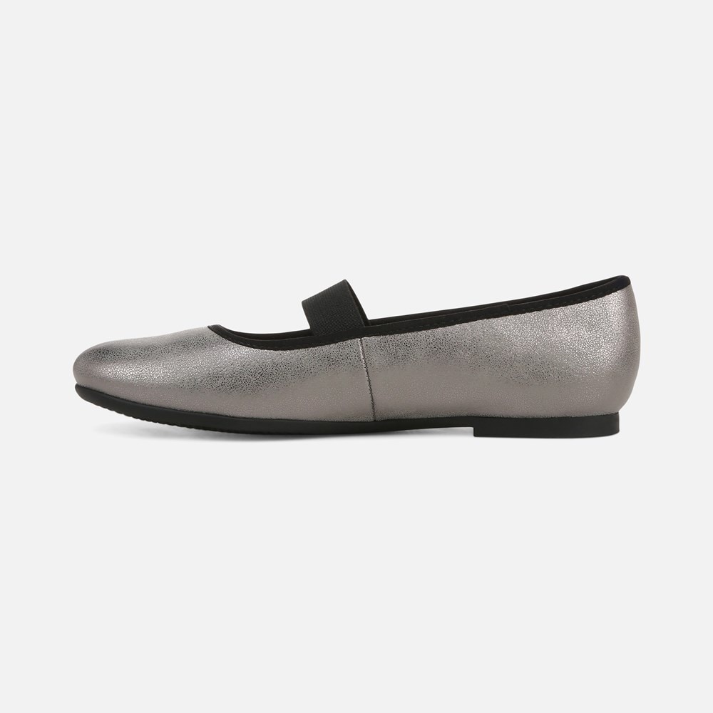 Naturalizer SOUL Brilliant Mary Jane Flat - Pewter Faux Leather