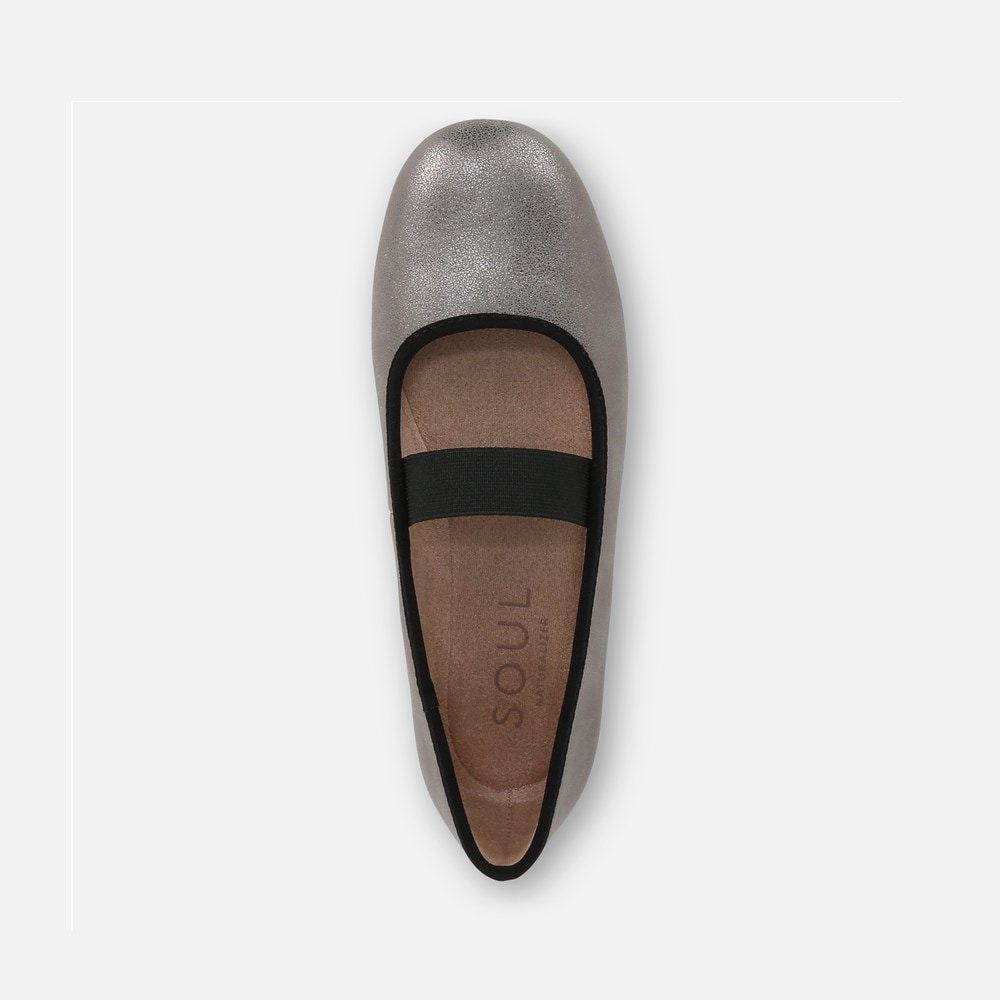 Naturalizer SOUL Brilliant Mary Jane Flat - Pewter Faux Leather
