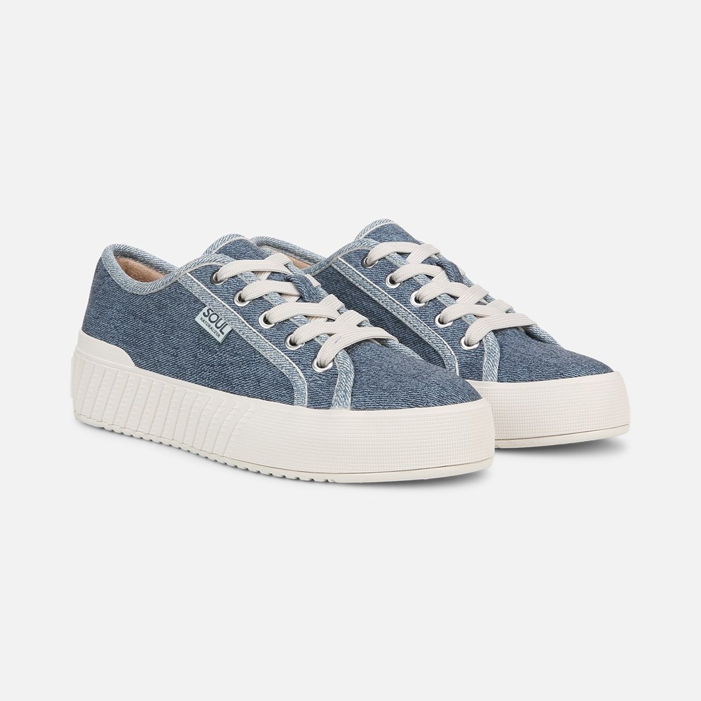 Naturalizer SOUL Iliana Lace Up Sneaker - Denim Blue Faux Leather