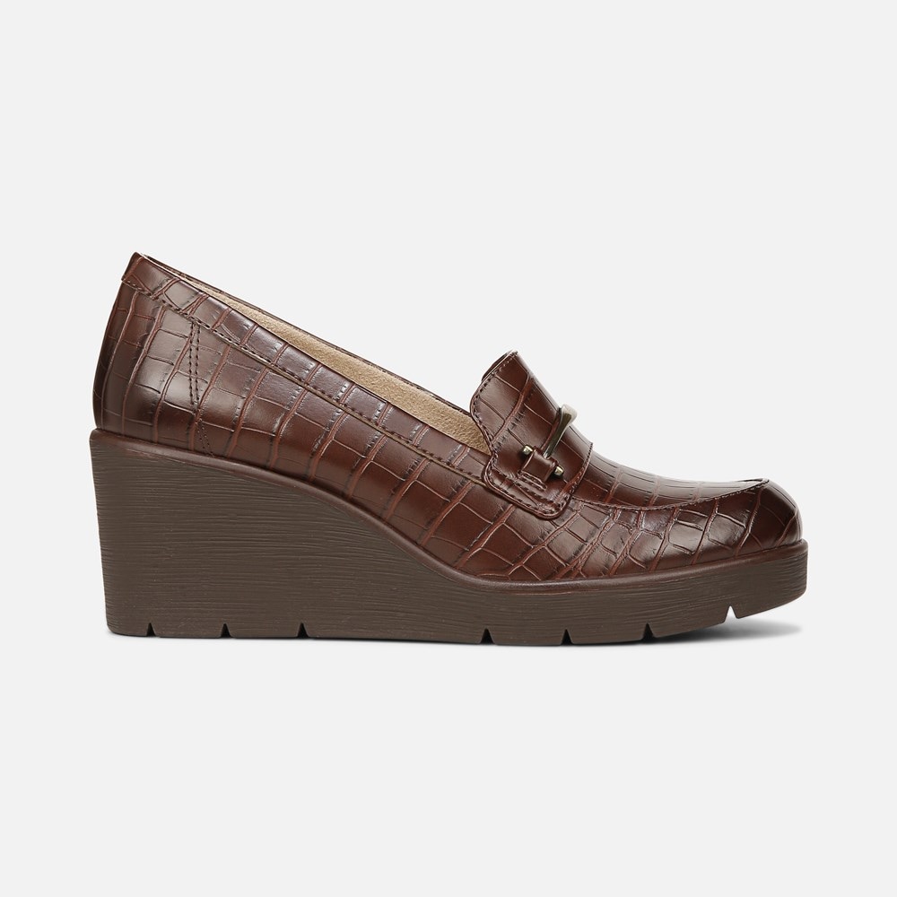 Naturalizer SOUL Achieve Wedge - Dark Brown Croco Synthetic
