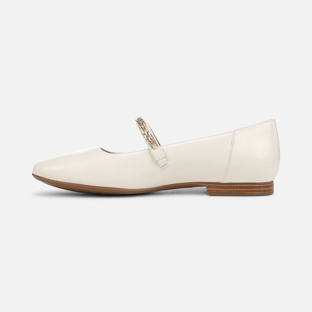 Naturalizer Kelly Chain Mary Jane Flat - Warm White Faux Leather