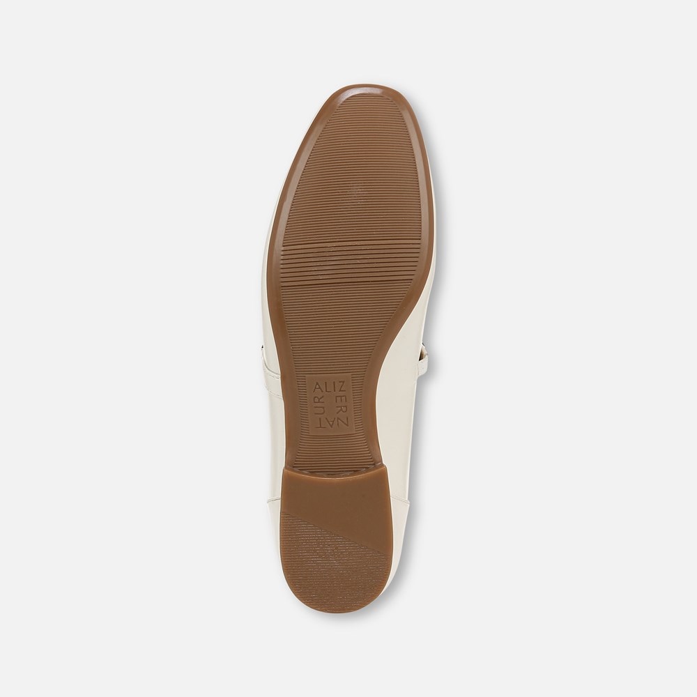 Naturalizer Kelly Chain Mary Jane Flat - Warm White Faux Leather