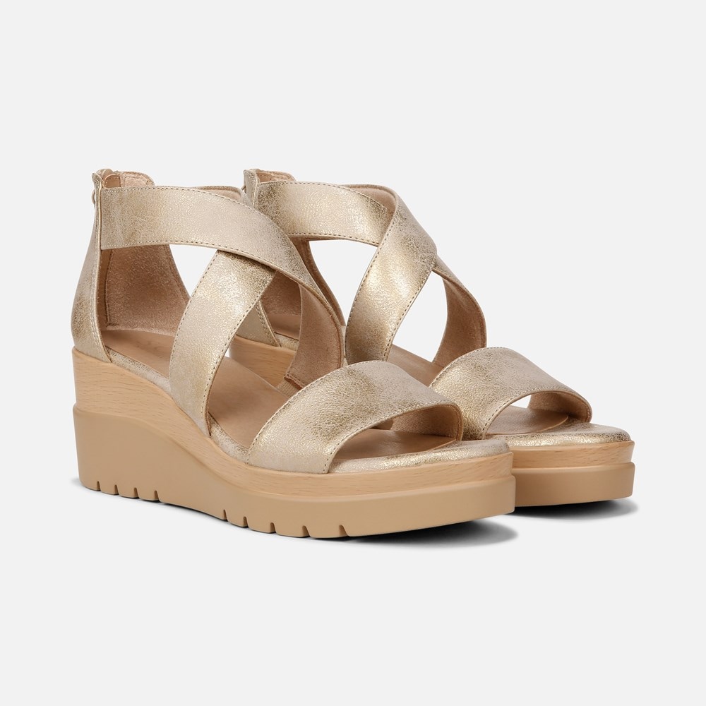 Naturalizer Soul Goodtimes Wedge Sandal - Gold Faux Leather