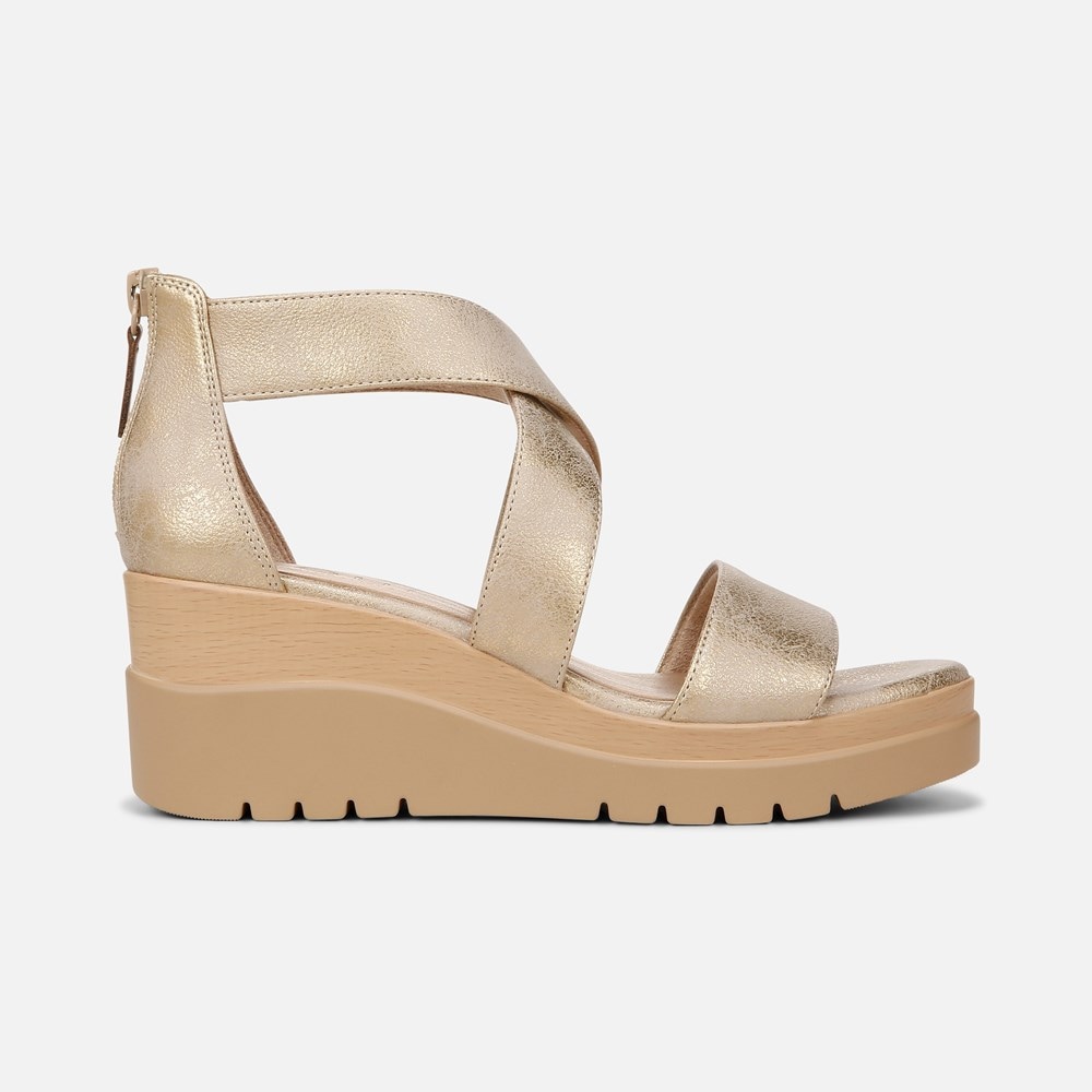 Naturalizer Soul Goodtimes Wedge Sandal - Gold Faux Leather