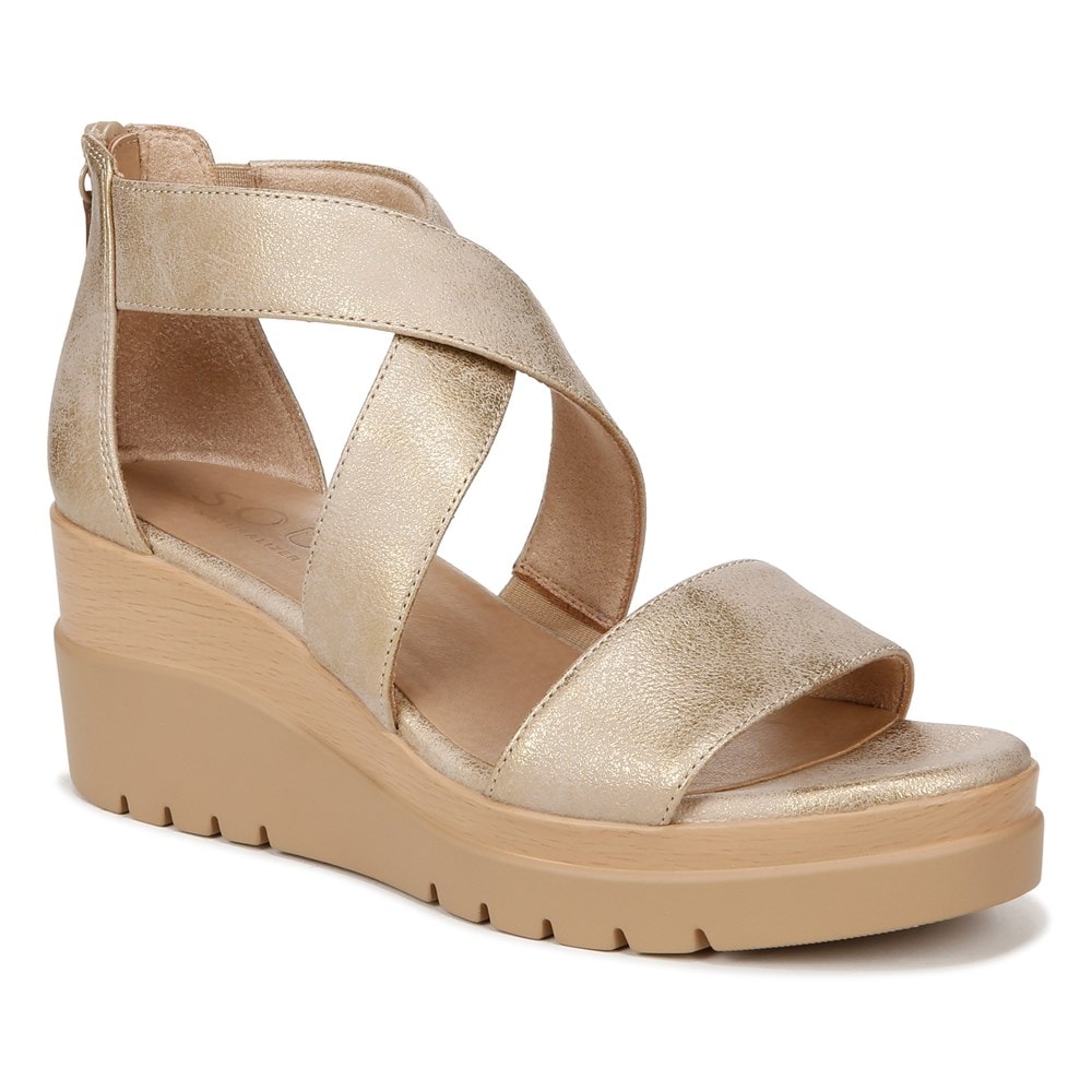 Naturalizer Soul Goodtimes Wedge Sandal - Gold Faux Leather