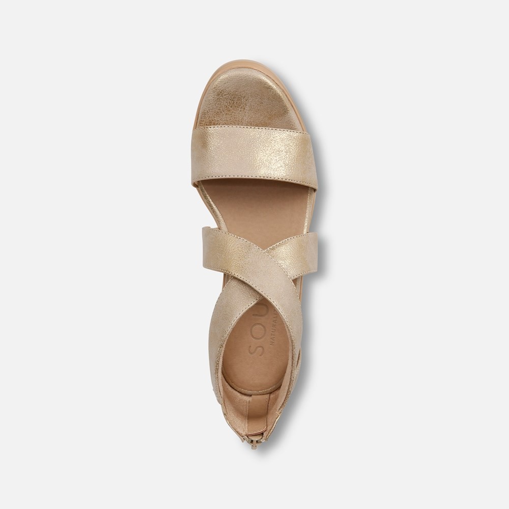 Naturalizer Soul Goodtimes Wedge Sandal - Gold Faux Leather