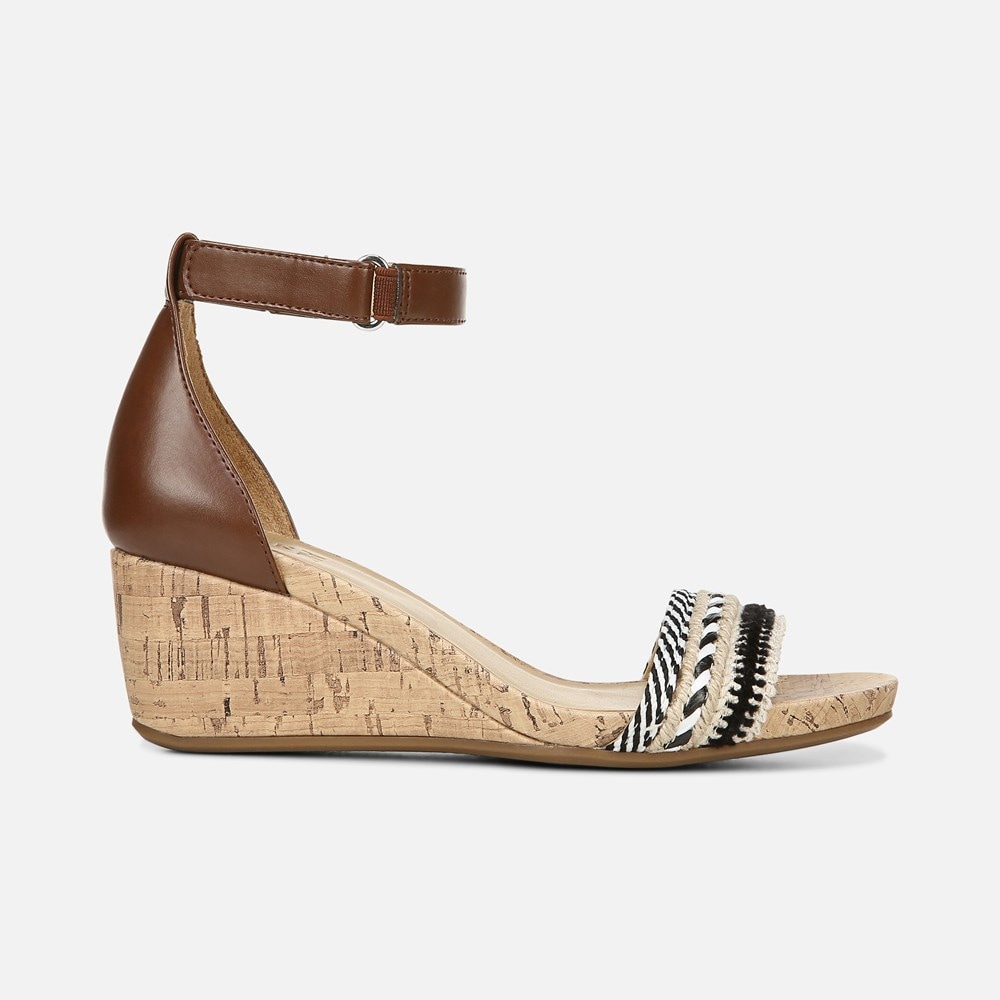 Naturalizer Areda Wedge Sandal - Multi Fabric/Tan Synthetic
