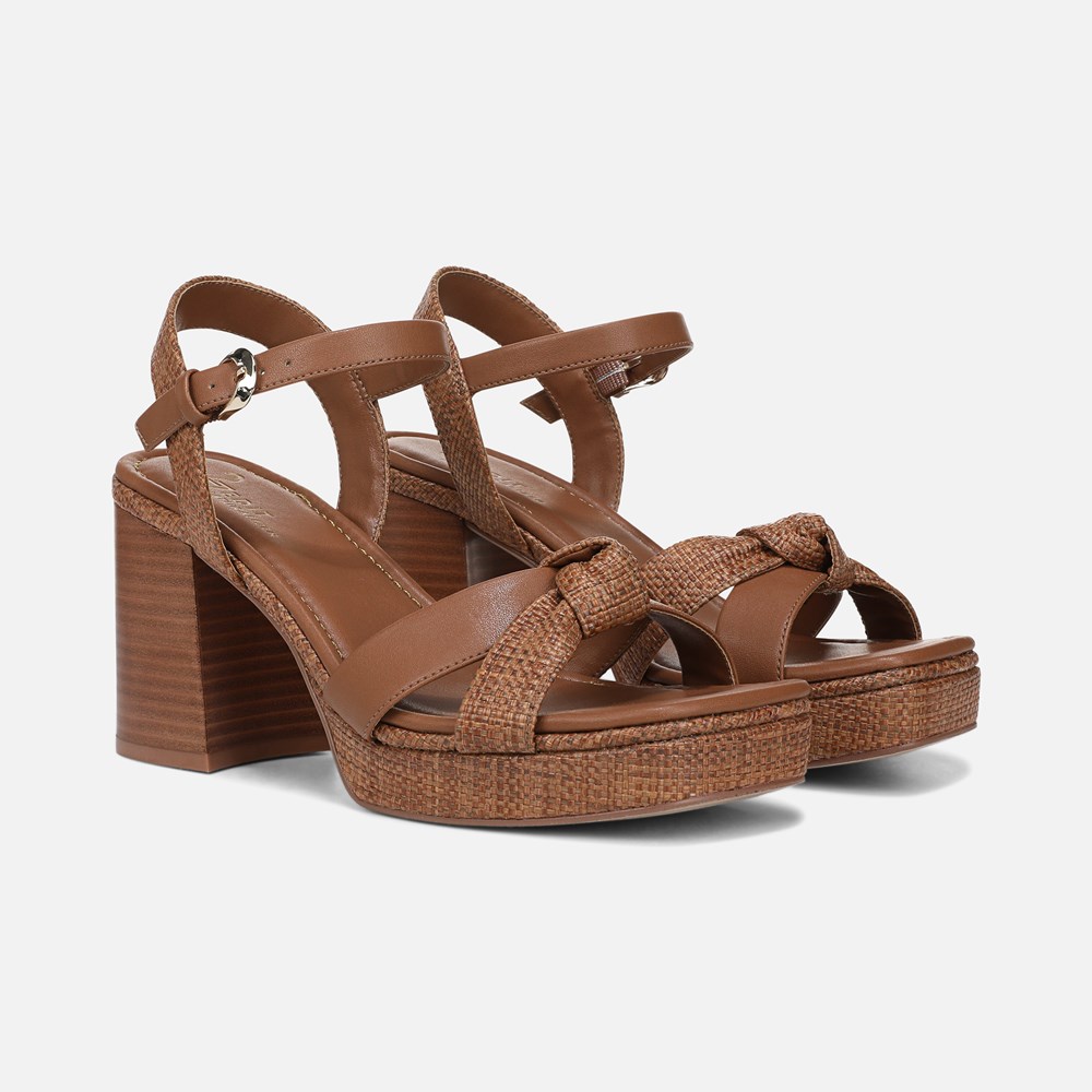 Naturalizer 27 EDIT Peyton Platform Sandal - English Tea Brown Fabric