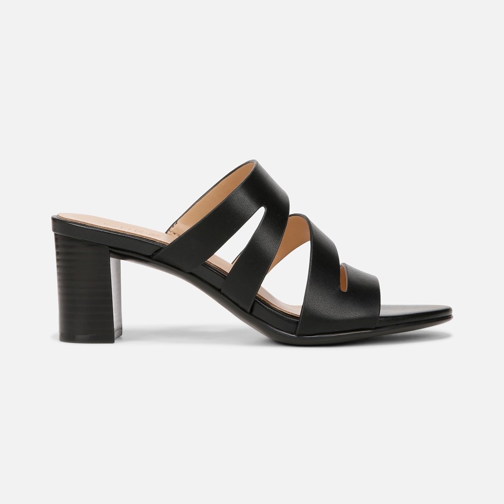 Naturalizer Beaming Slide Sandal - Black Smooth Faux Leather