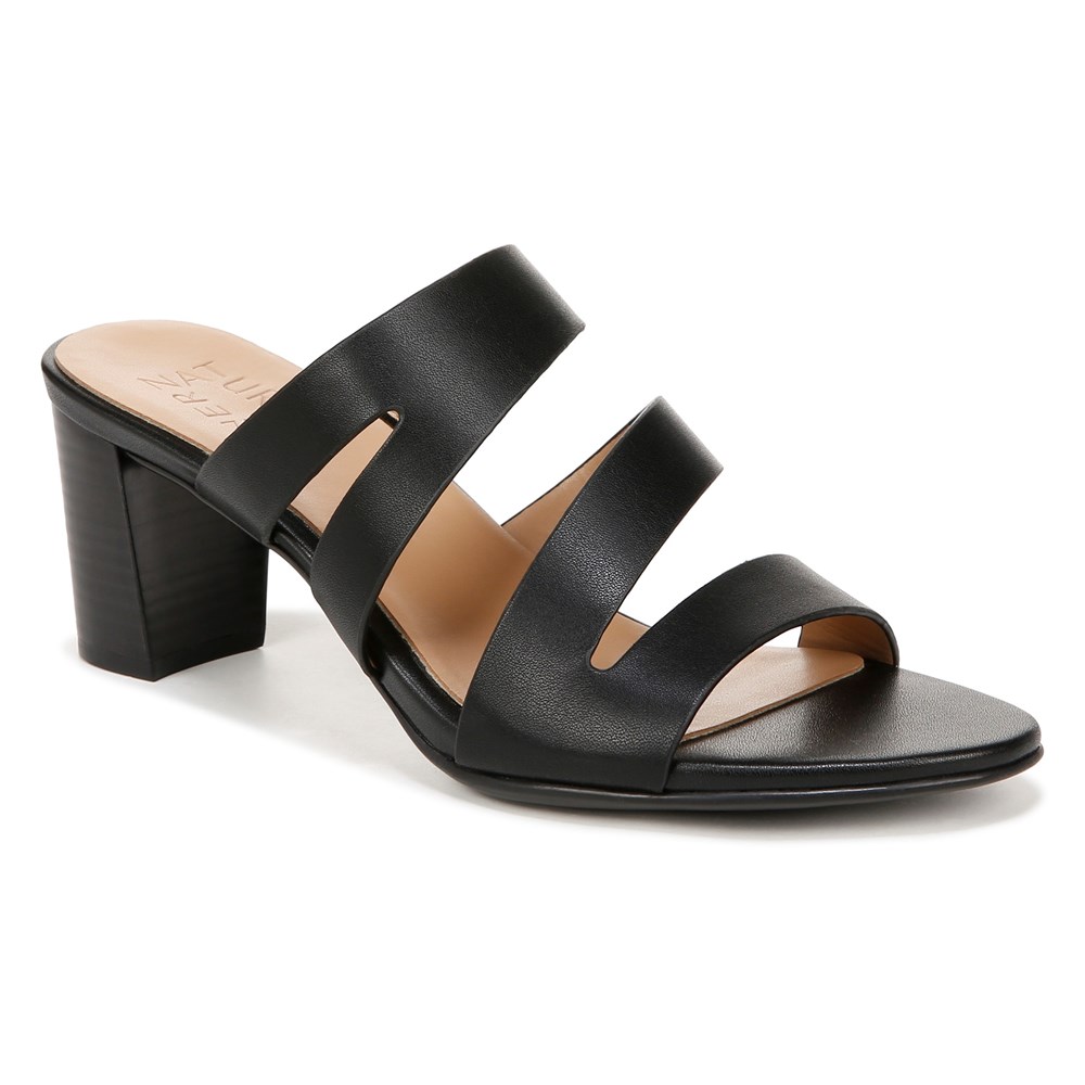 Naturalizer Beaming Slide Sandal - Black Smooth Faux Leather