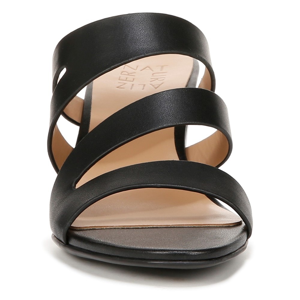 Naturalizer Beaming Slide Sandal - Black Smooth Faux Leather