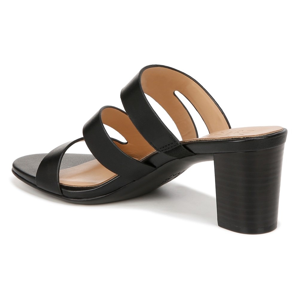 Naturalizer Beaming Slide Sandal - Black Smooth Faux Leather