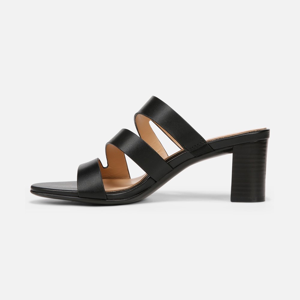 Naturalizer Beaming Slide Sandal - Black Smooth Faux Leather