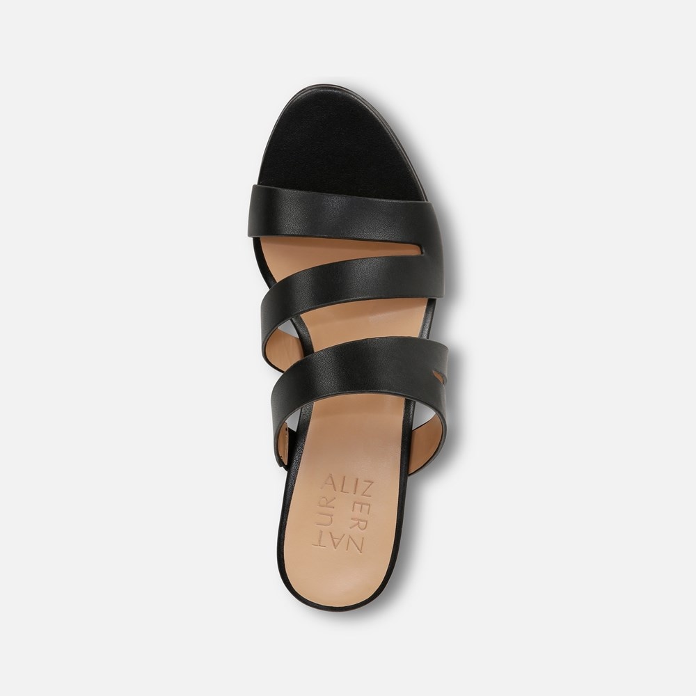Naturalizer Beaming Slide Sandal - Black Smooth Faux Leather