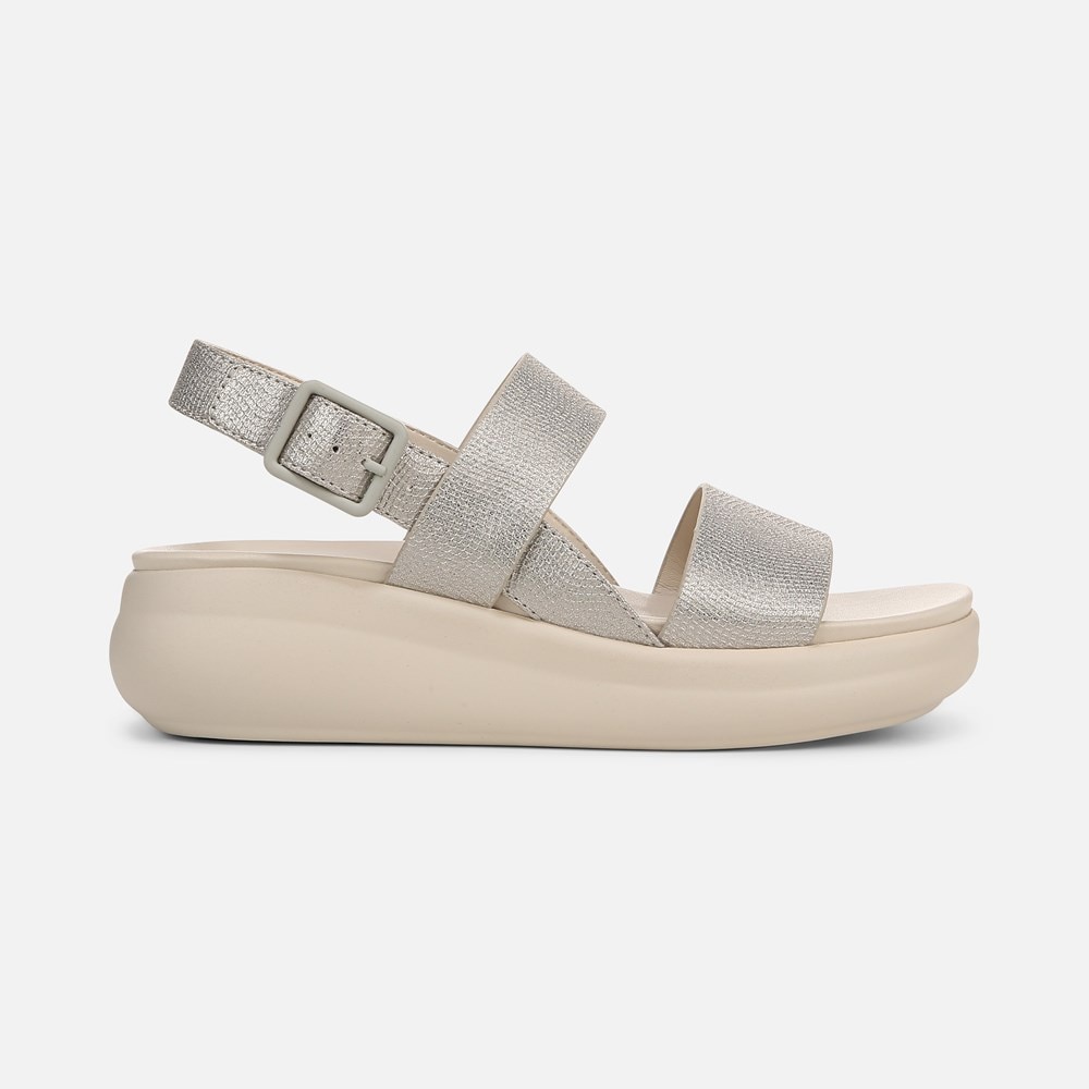 Naturalizer Coast Wedge Sandal - Warm Silver Faux Leather