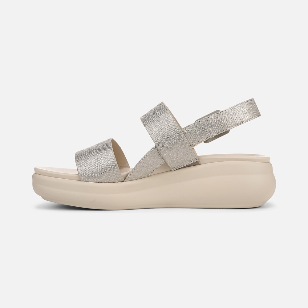 Naturalizer Coast Wedge Sandal - Warm Silver Faux Leather
