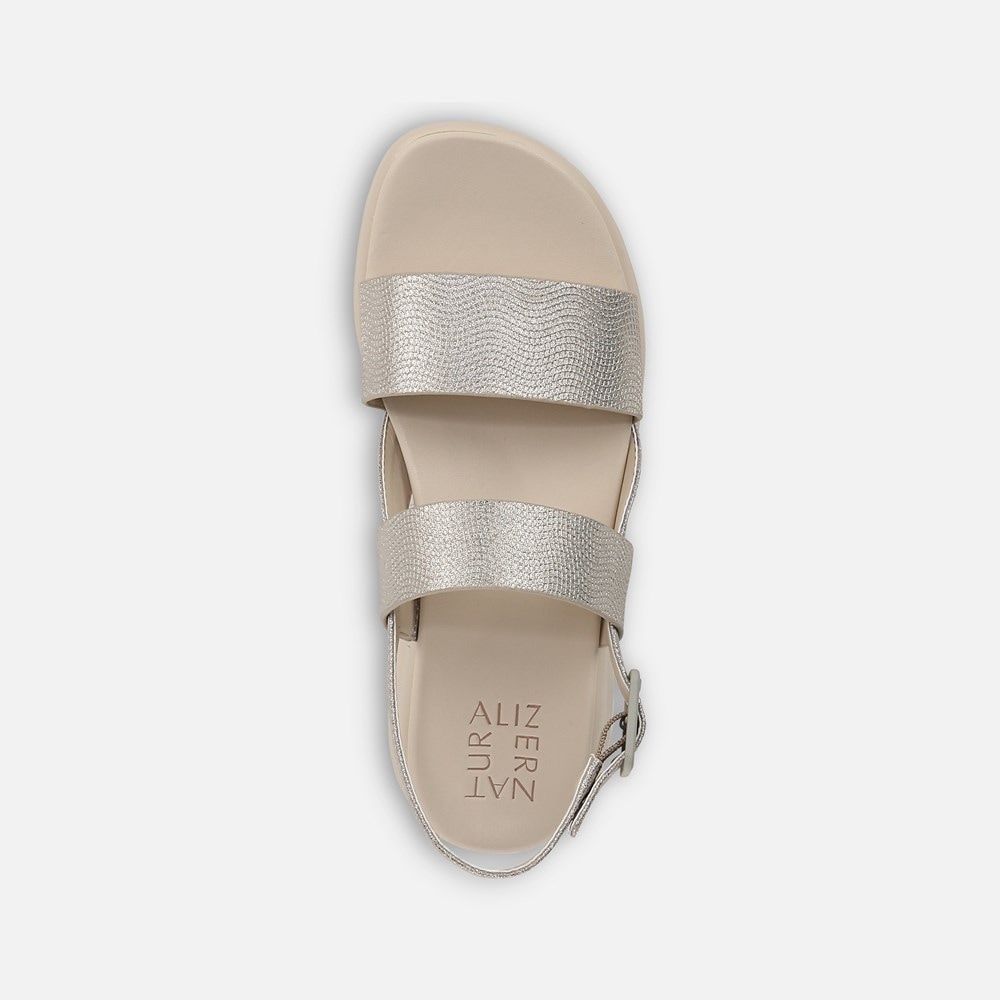 Naturalizer Coast Wedge Sandal - Warm Silver Faux Leather