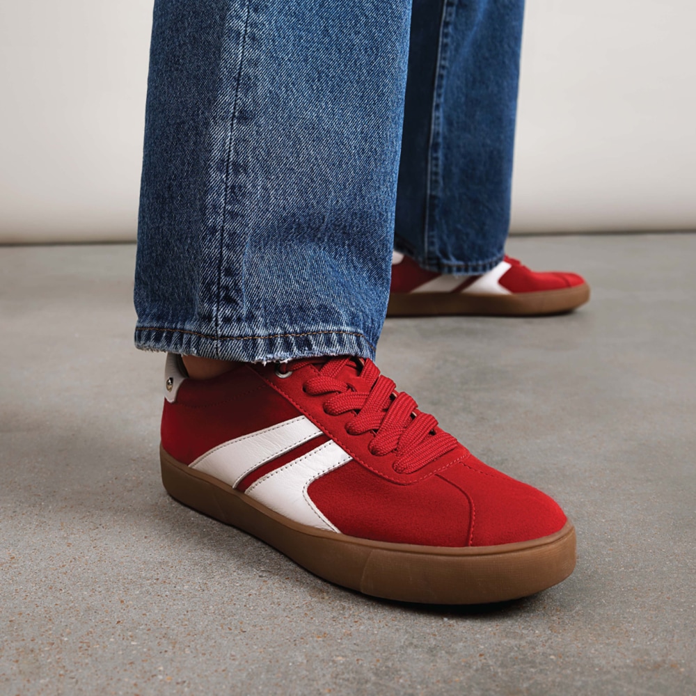Naturalizer Medina Lace Up Sneaker - Crimson Red Suede