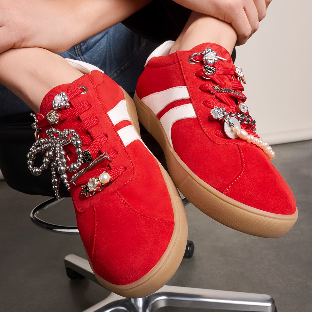 Naturalizer Medina Lace Up Sneaker - Crimson Red Suede