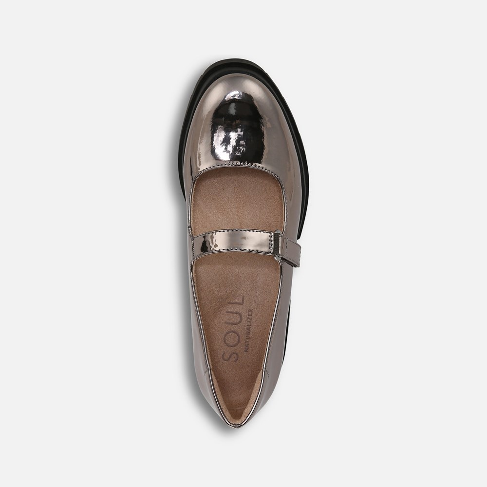 Naturalizer SOUL Olivet Mary Jane Lug Flat - Pewter Faux Leather