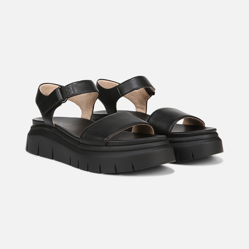 Naturalizer SOUL Poppi Wedge Sandal - Black tumbled