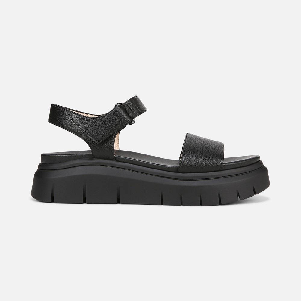 Naturalizer SOUL Poppi Wedge Sandal - Black tumbled
