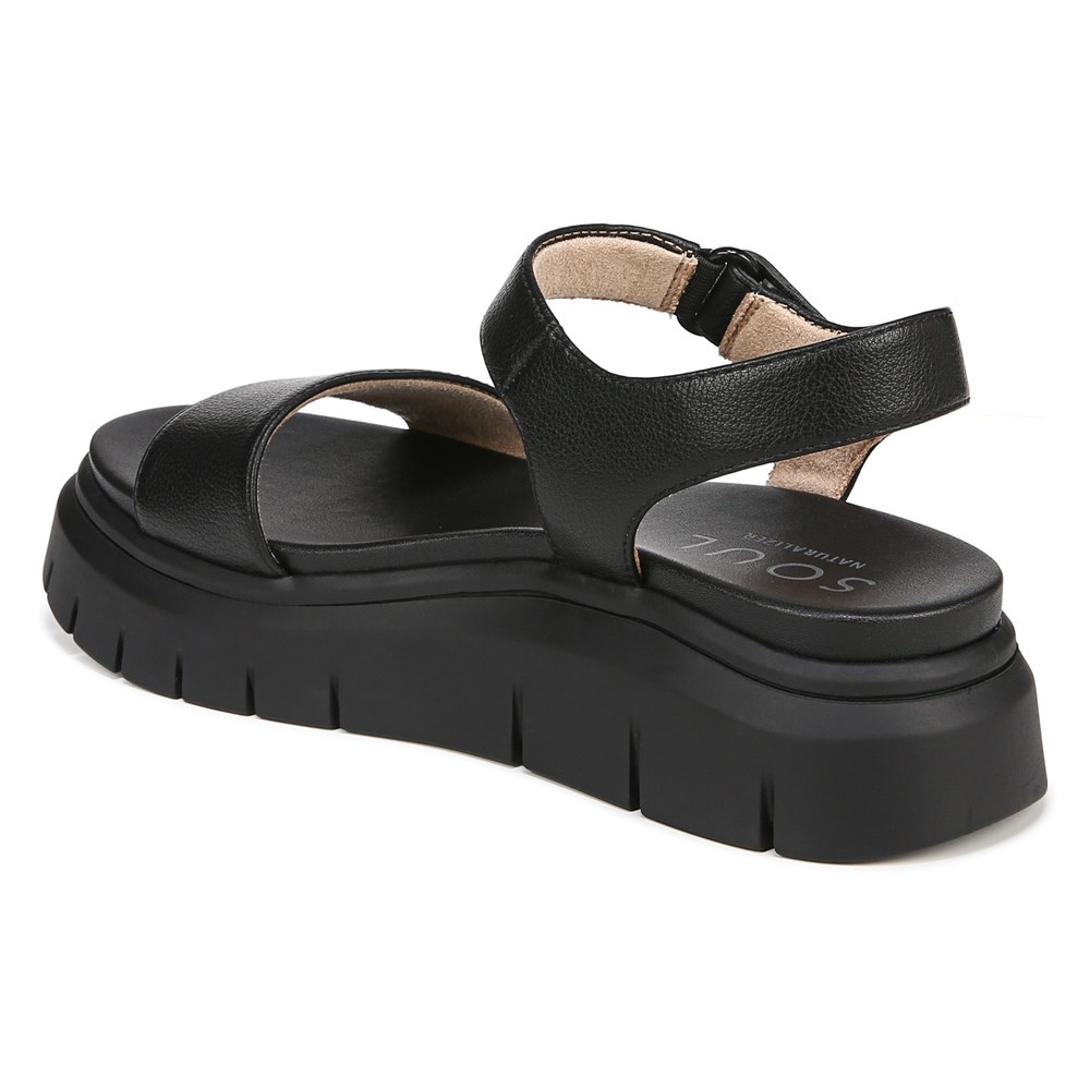 Naturalizer SOUL Poppi Wedge Sandal - Black tumbled