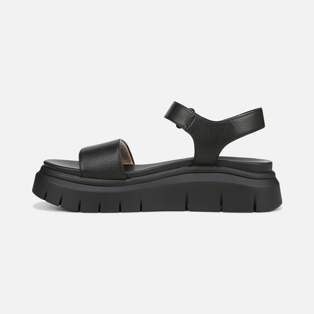 Naturalizer SOUL Poppi Wedge Sandal - Black tumbled