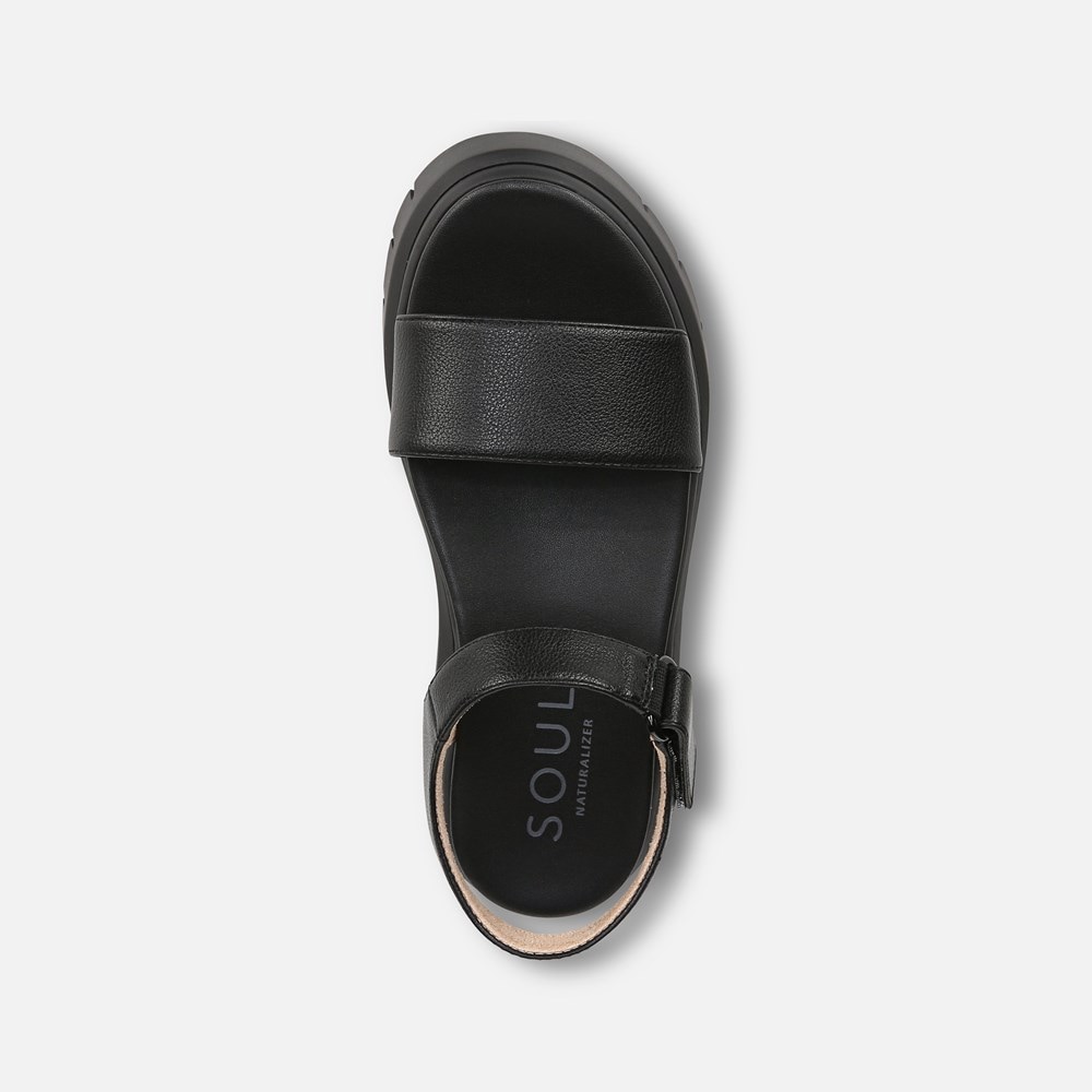 Naturalizer SOUL Poppi Wedge Sandal - Black tumbled