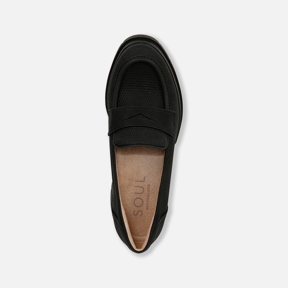 Naturalizer SOUL Ophelia Lug Sole Loafer - Black Faux Leather