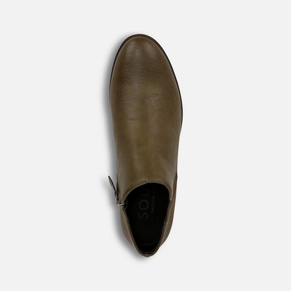 Naturalizer SOUL Respect Ankle Bootie - Moss Green Faux Leather