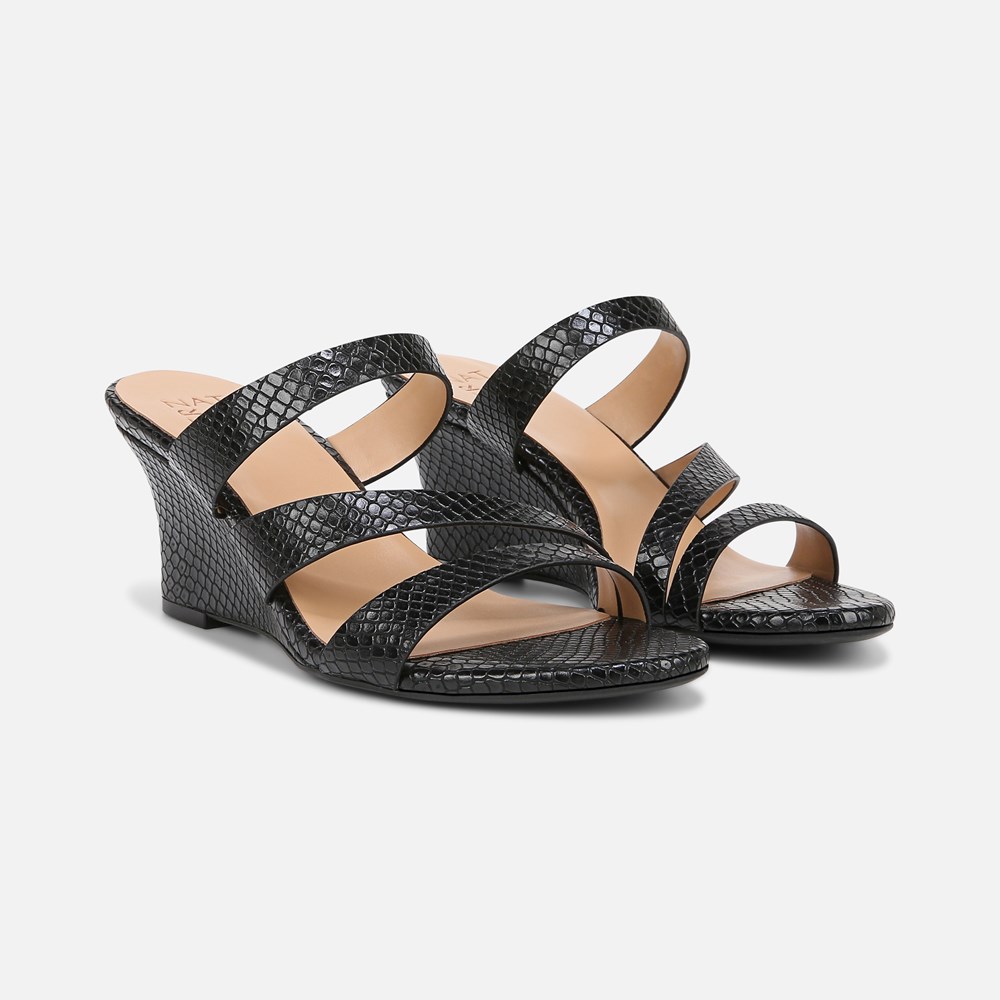 Naturalizer Breona Dress Sandal - Black Faux Snake Leather