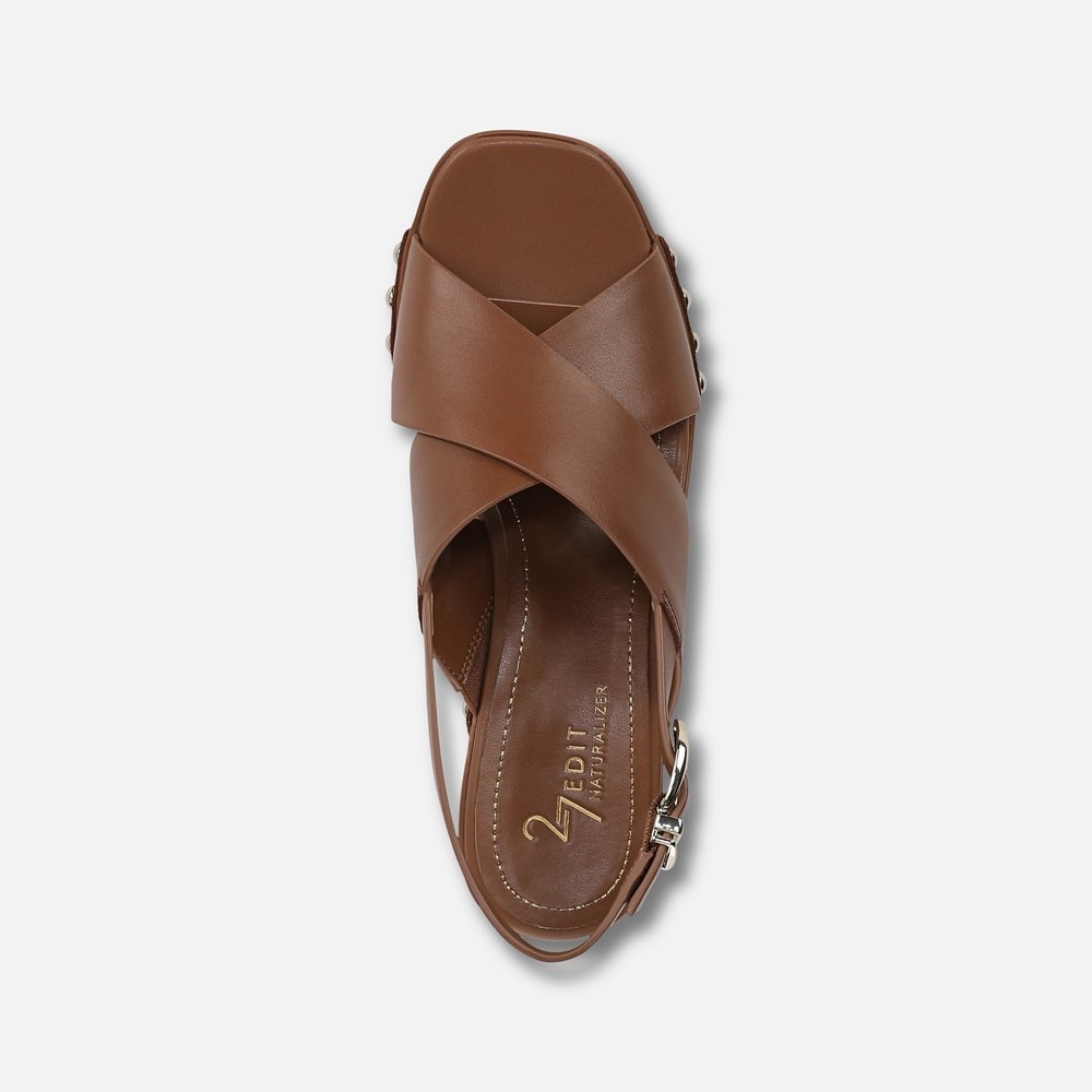 Naturalizer 27 EDIT Kirsten Platform Slingback - English Tea Brown Leather