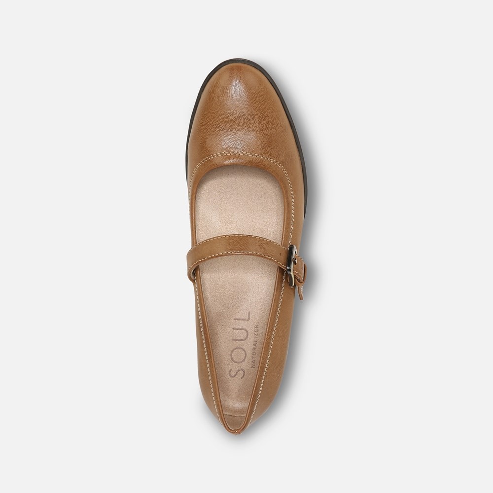 Naturalizer SOUL Ramona Mary Jane Flat - English Tea Brown Synthetic