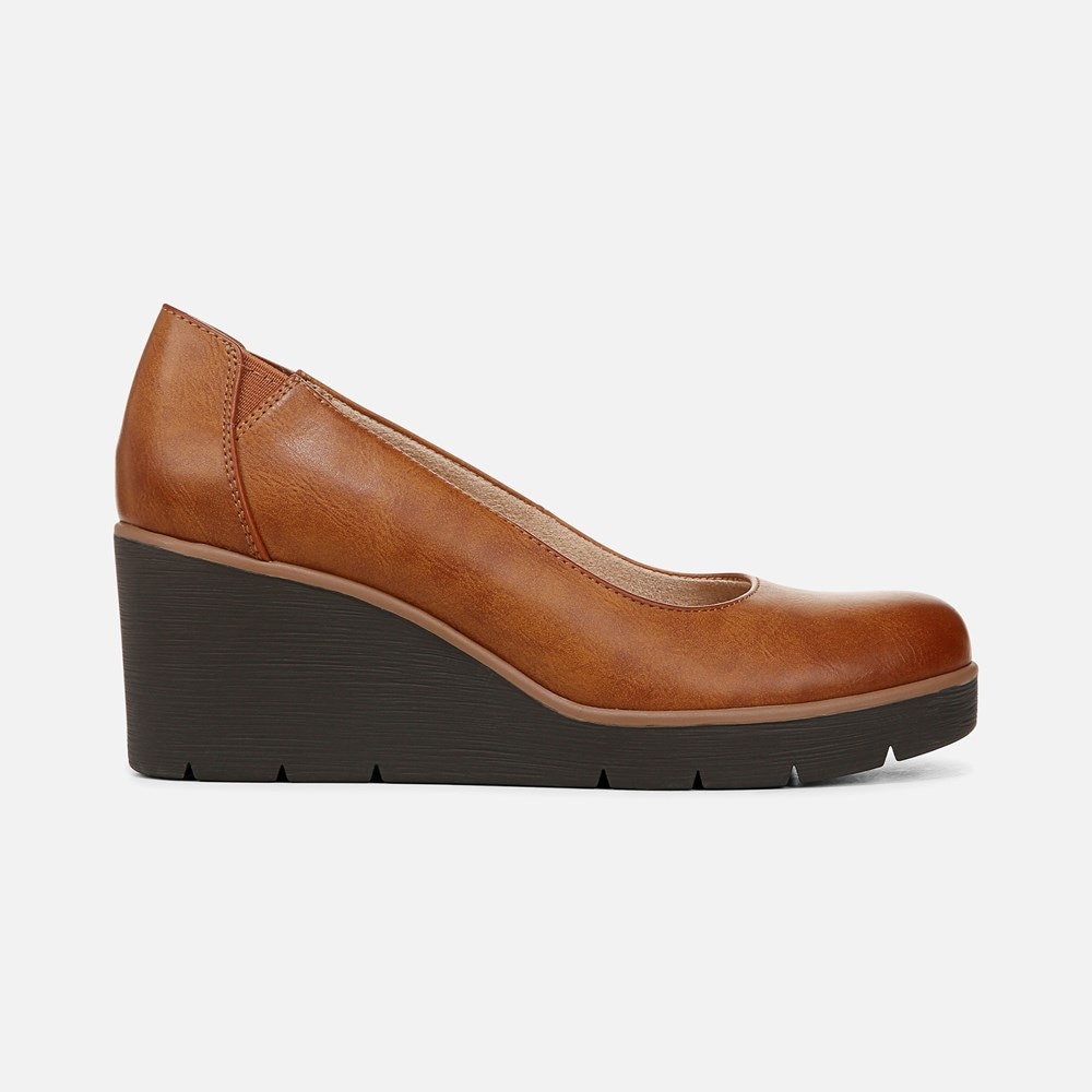 Naturalizer SOUL About Time Wedge Pump - Gingerbread Brown Faux Leather