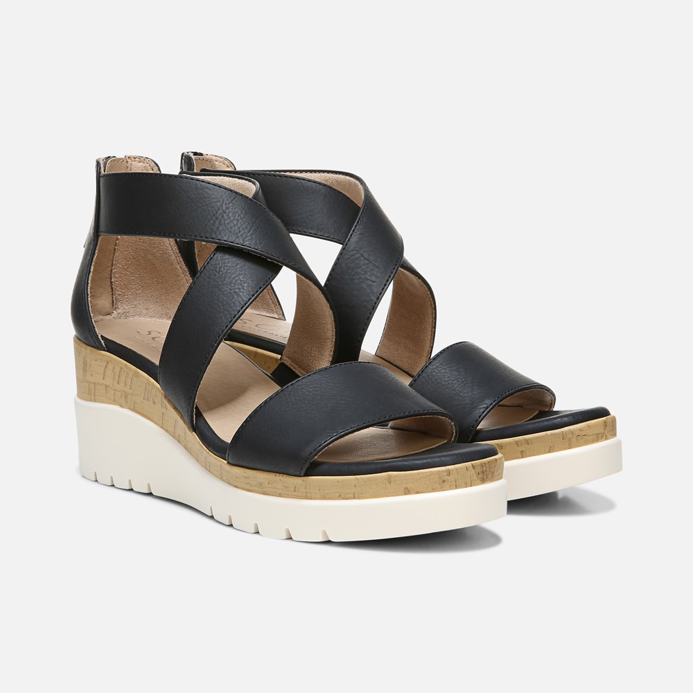 Naturalizer Soul Goodtimes Wedge Sandal - Black Synthetic