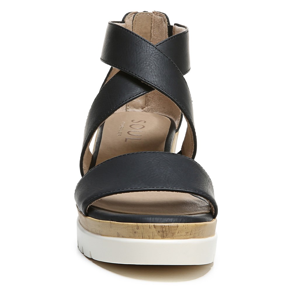 Naturalizer Soul Goodtimes Wedge Sandal - Black Synthetic