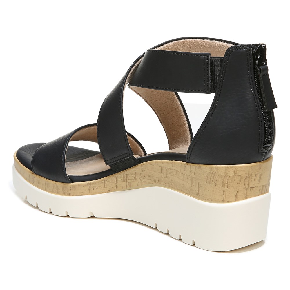 Naturalizer Soul Goodtimes Wedge Sandal - Black Synthetic