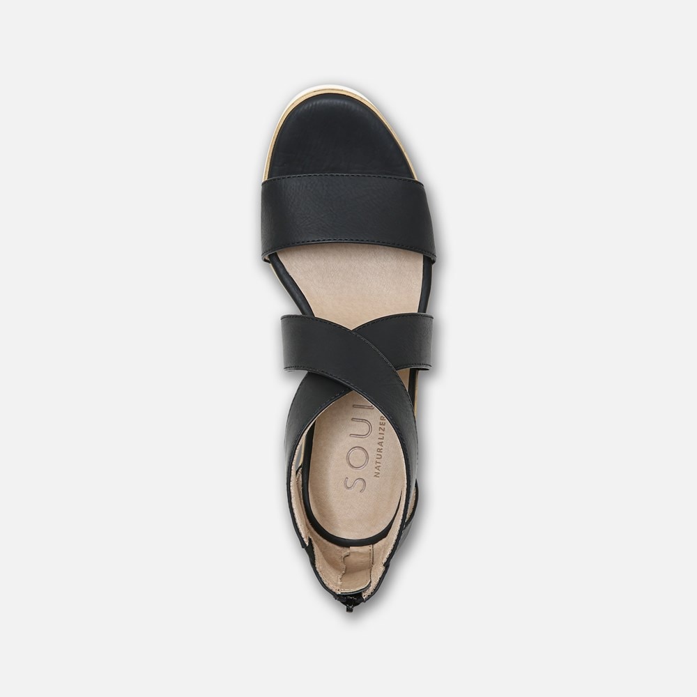 Naturalizer Soul Goodtimes Wedge Sandal - Black Synthetic