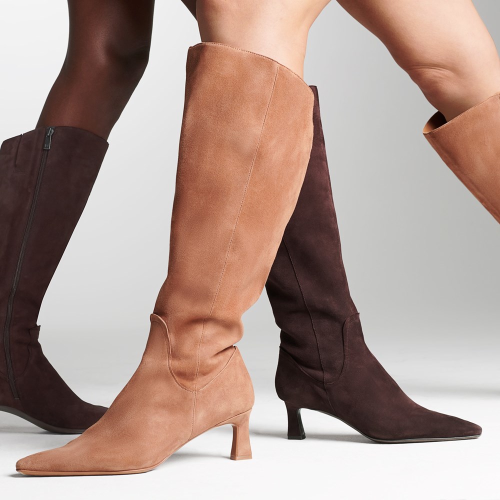 Naturalizer Deesha Wide Calf Knee High Boot - Mahogany Brown Suede