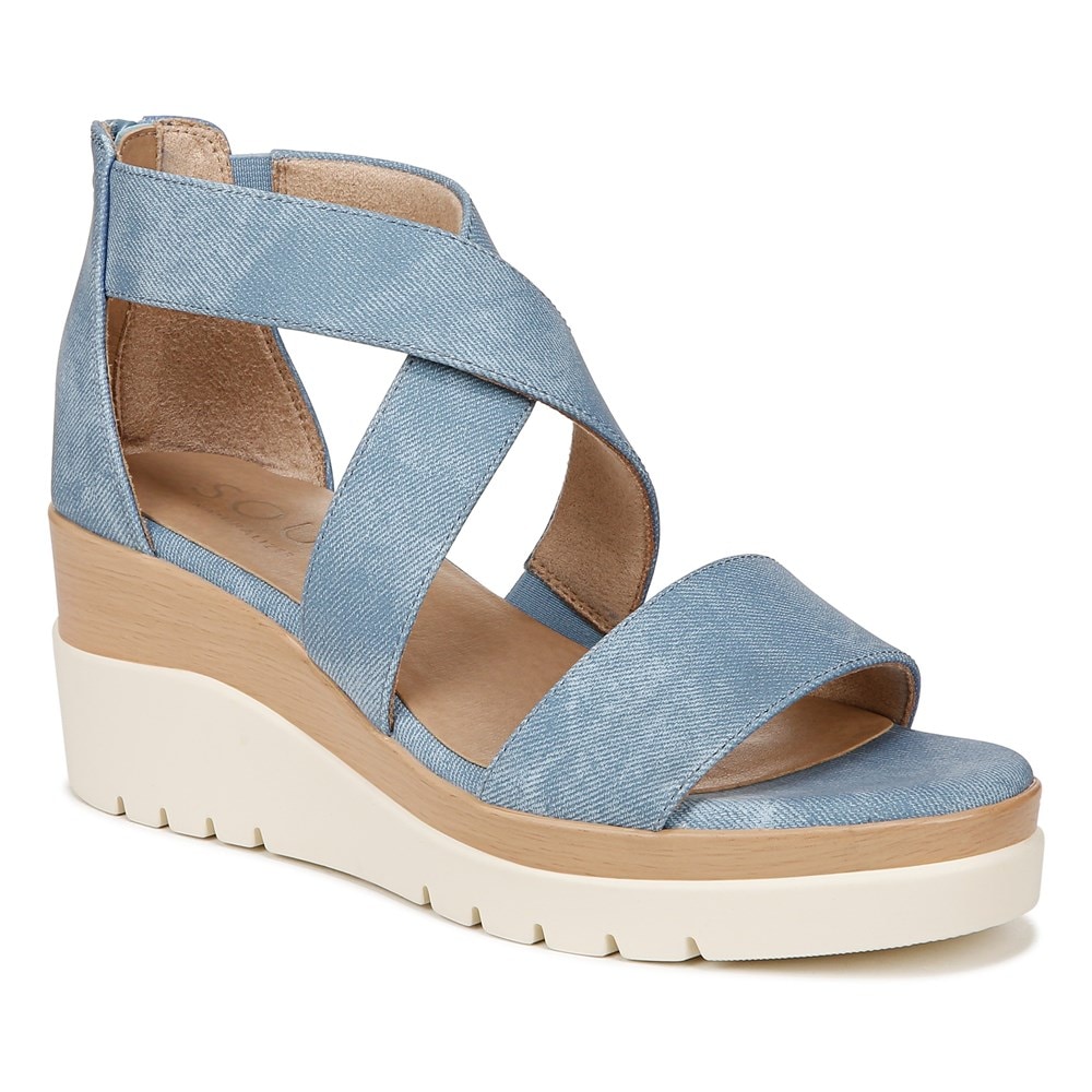 Naturalizer Soul Goodtimes Wedge Sandal - Mid Blue Fabric