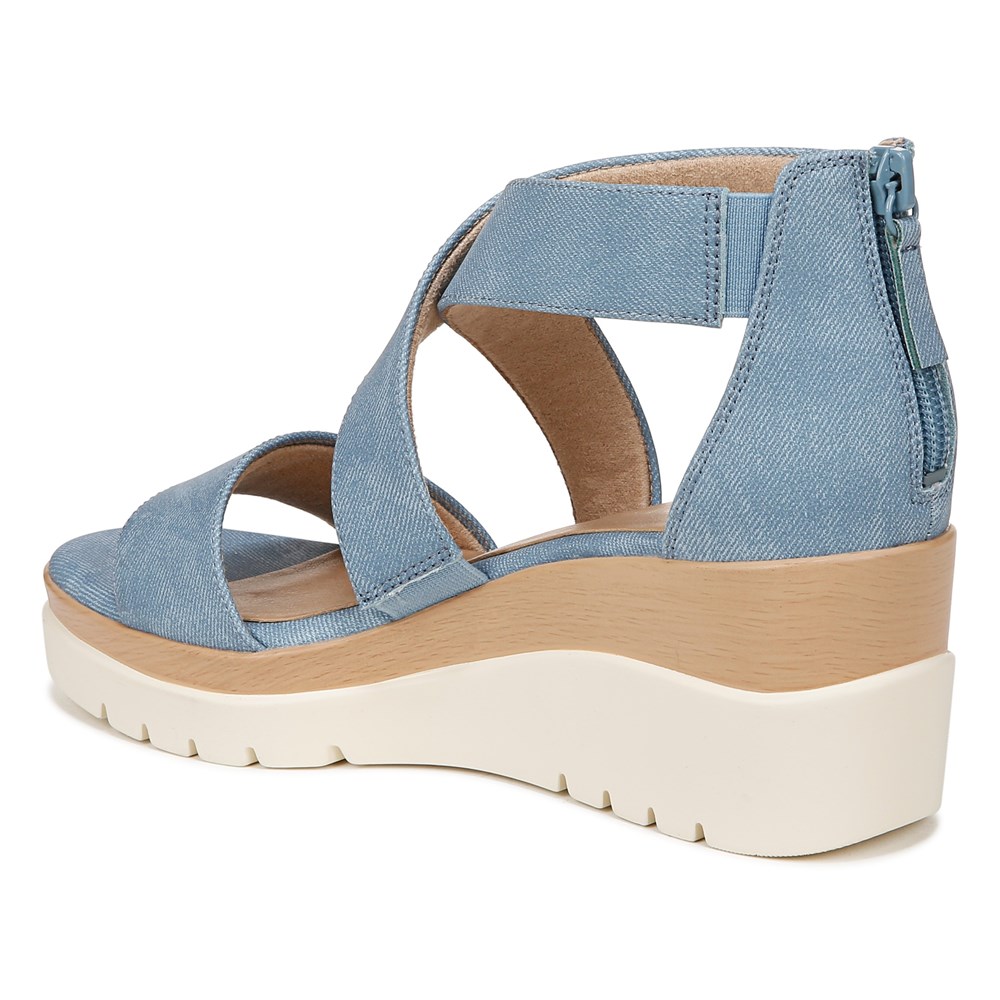 Naturalizer Soul Goodtimes Wedge Sandal - Mid Blue Fabric