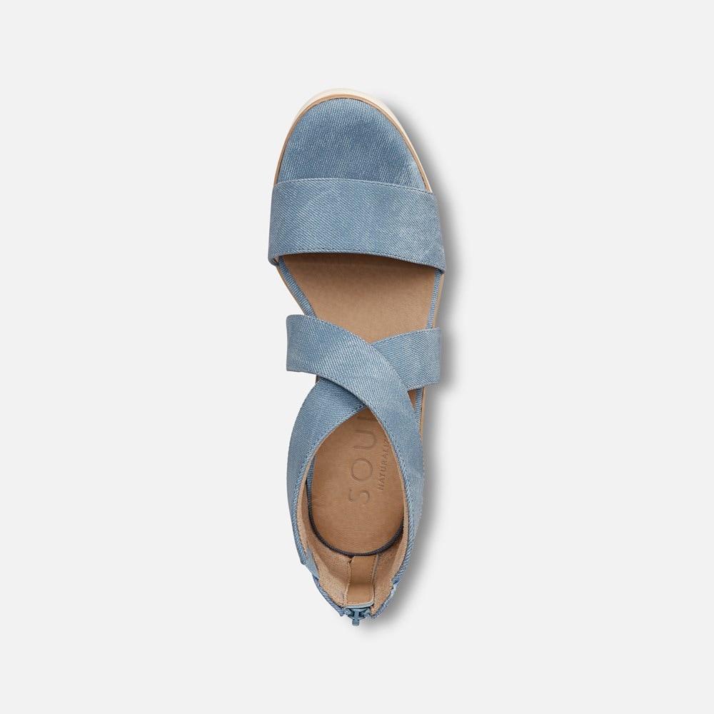 Naturalizer Soul Goodtimes Wedge Sandal - Mid Blue Fabric