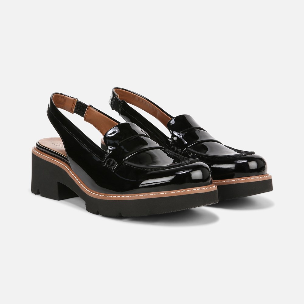 Naturalizer Darry Lug Sole Slingback Loafer - Black Patent