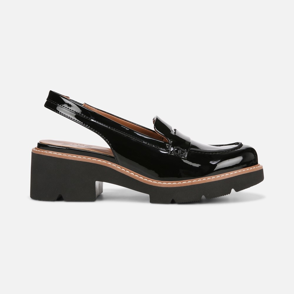 Naturalizer Darry Lug Sole Slingback Loafer - Black Patent