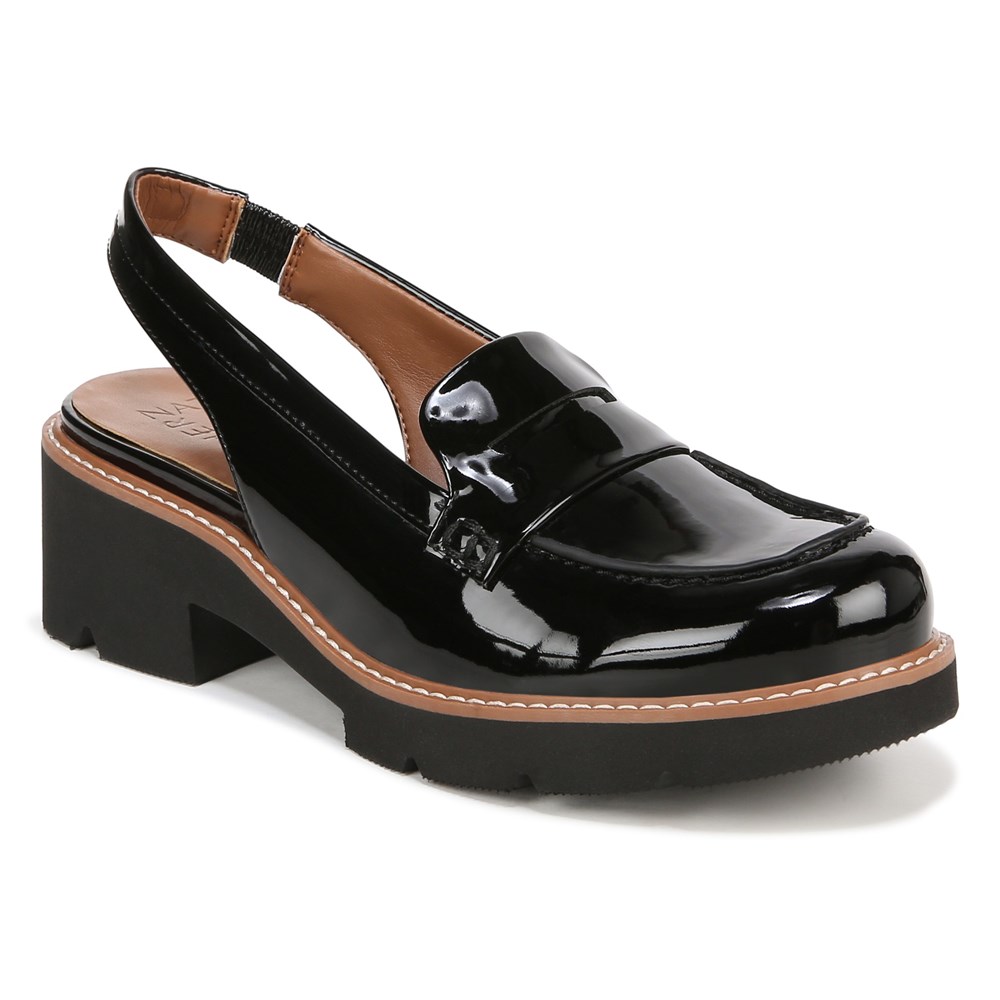 Naturalizer Darry Lug Sole Slingback Loafer - Black Patent