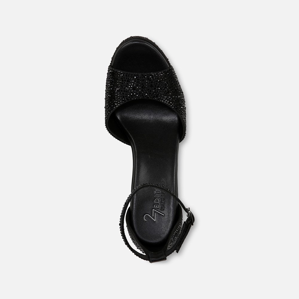 Naturalizer 27 Edit Delphie Dress Sandal - Black Satin Fabric