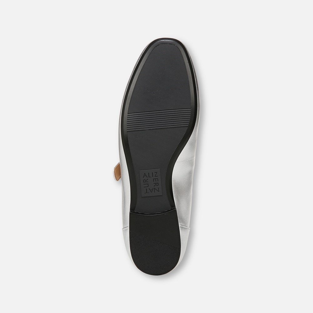 Naturalizer Kelly Mary Jane Flat - Silver Leather